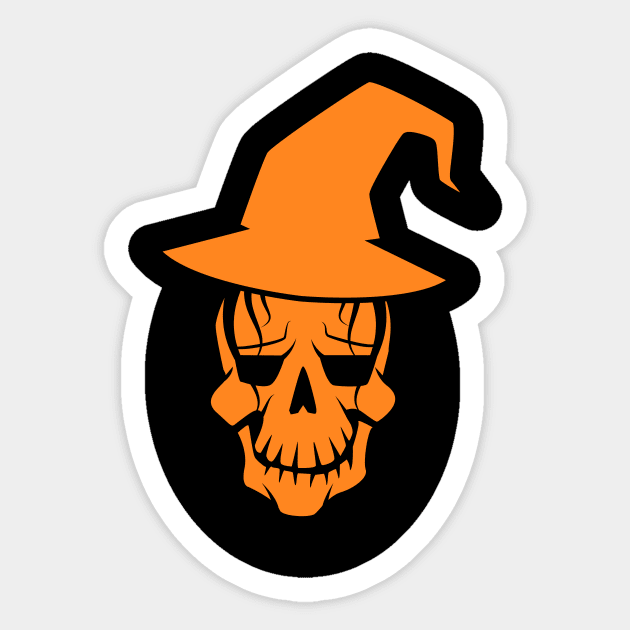 minimalist witch skull orange Sticker by ADHD Park